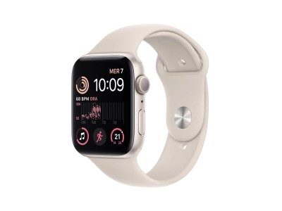 Apple Watch SE (2nd Generation) GPS, 44 mm Aluminium Starlight with Starlight Sport Band - MNJX3NF/A