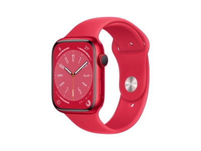 Apple Watch 8 GPS, 45 mm Aluminium (PRODUCT)RED with (PRODUCT)RED Sport Band – MNP43NF/A