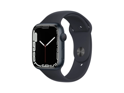 Apple Watch 7 GPS, 45 mm Aluminium Midnight with Black Sport Band - MKN53NF/A