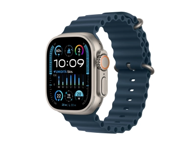 Apple Watch Ultra 2 GPS + Cellular, 49 mm Natural Titanium with Blue Ocean Band – MREG3NF/A